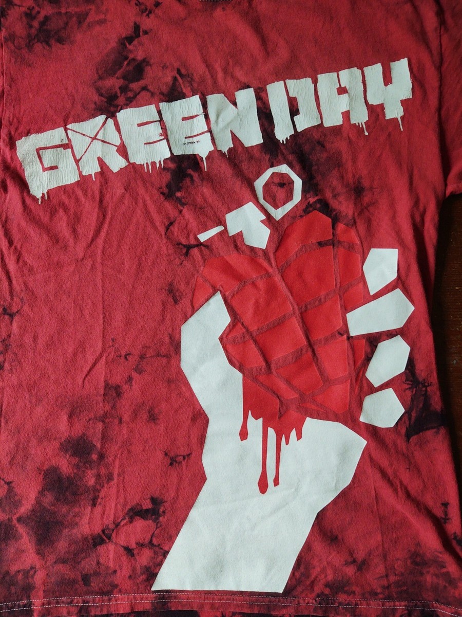 GREEN DAY Official American Idiot Tie-Dye Heart Grenade Shirt Sz