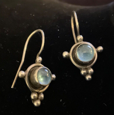 Natürlicher Himmelblautopas Edelstein Ohrhänger/Hänger Ohrringe 925 Sterling Silber Schmuck