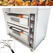 220V 3PH 13.2KW Commercial Movable Electric Double Layer Pizza Meat Bread Oven
