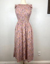 CODE X MODE Sleeveless Ruffle Summer Floral Dusty Rose Maxi Dress Size S