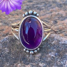 Natural Amethyst Gemstone 925 Sterling Silver Ring Handmade Jewelry Ring For her