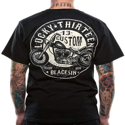 Lucky 13 Men's T-Shirt - Black Sin Kustom Kulture Rockabilly Biker