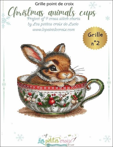 Les petites croix de Lucie cross stitch leaflet ~ Christmas Animal Cup Rabbit ~ - Picture 2 of 2