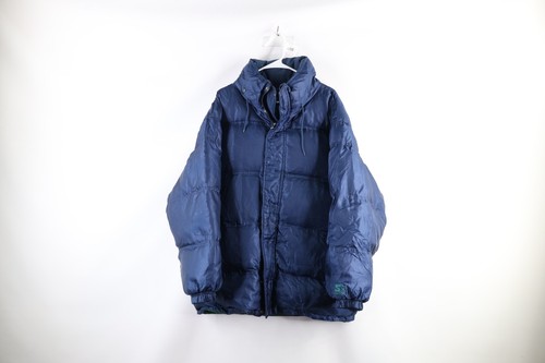 Vtg 90s Starter Mens L Reversible Distressed Spell Out Duck Down Puffer Jacket