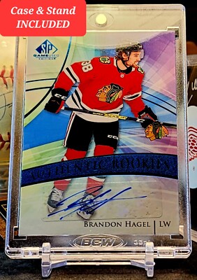 2020 Brandon Hagel ROOKIE AUTO BLUE Upper Deck SP Game Used Authentic RC #129 