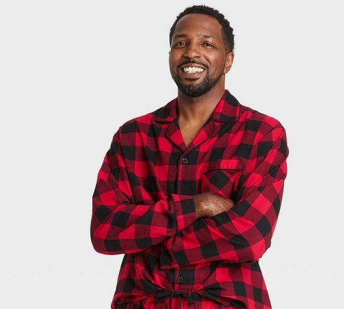 Wondershop Mens Buffalo Plaid 2 pc Flannel Pajama Set S Red Black Shirt Pants - Picture 7 of 9