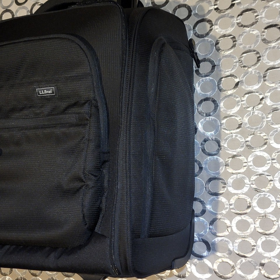 LL Bean Hard & Soft Side Rolling Spinner Carry On Luggage Bag 15"x14"x9