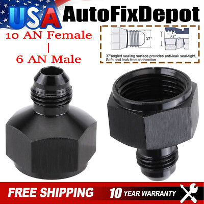 2X Universal 10 AN Female - 6 AN Male Flare Fitting Reducer Adapter 10AN to 6AN