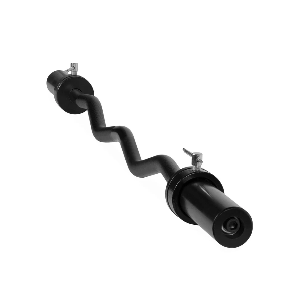 CAP Barbell 47 In. Olympic EZ Curl Bar with Collars, 200lb Capacity, Black - Image 2 of 4