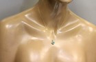 New 10k yellow gold .20ct SI2 H diamond Natural emerald pendant necklace 1.5g — photo 7