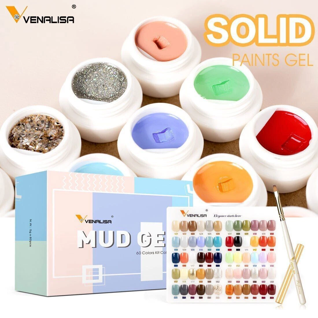 30 Color Mud Painting Gel Set Full Coverage Nail Art Soak Off UV LED Nail Polish