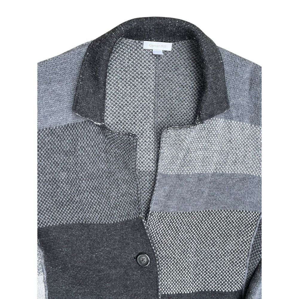 Garnet Hill Patchwork Sweater 100% Wool Cardigan … - image 4