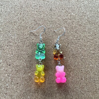 Handmade Long Gummy Bear Earrings Sterling Silver Wires