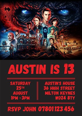 Personalisierte Stranger Things Geburtstagsparty Einladungen - Digitale Einladung