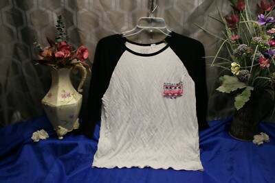 EMP PRE White Black Women's Jersey Pullover Shirt T-Shirt Top Size Medium  Sale!