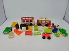 Lot of Vintage Fisher Price Little People Accessories/Vehicles: Bus/Beds/Chairs