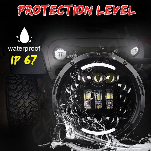 DOT 7"inch Led Headlight & 4" Fog Lights Kit For Hummer H3 H3T Jeep Wrangler JK - Picture 3 of 18