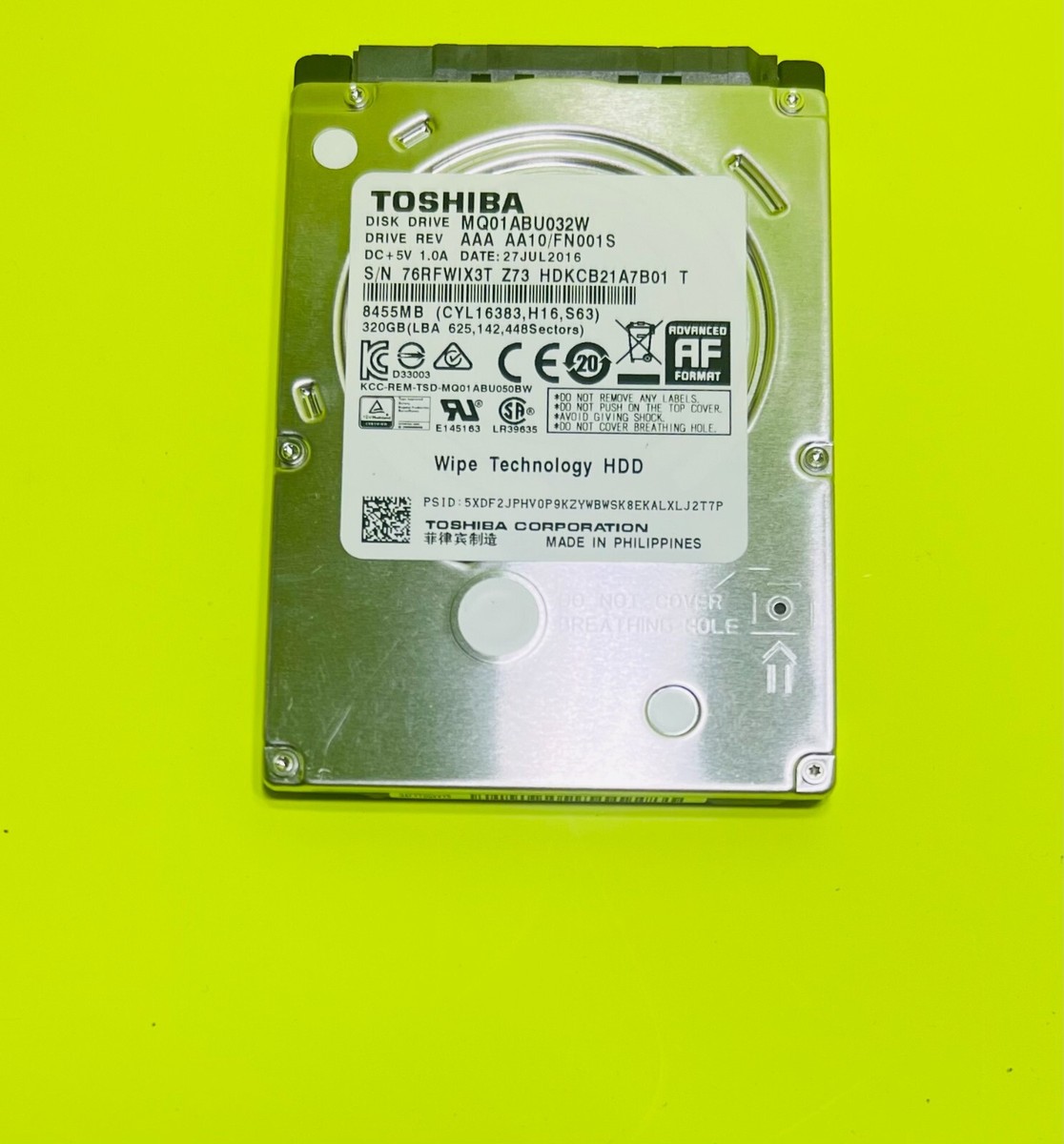 Genuine Toshiba G0-00732000 Wipe Technology hard drives
