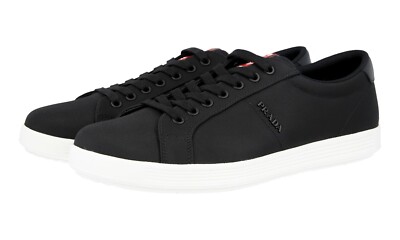 PRADA Nylon Leather Sneakers - LINEA ROSSA - Black White - NEW -  US 7 EU 40