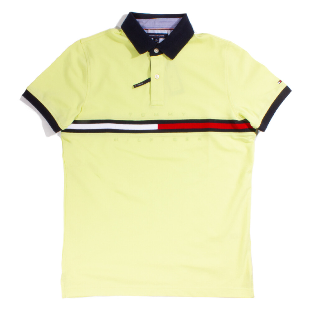 Tommy Hilfiger Bright Yellow 'Essential Flag' Slim Fit Polo