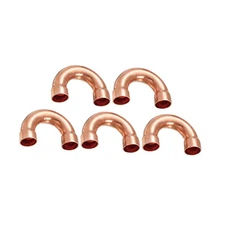 5PACK U Shape Elbow 180 Degree Copper Pipe Fitting,Solder Connection for HVAC