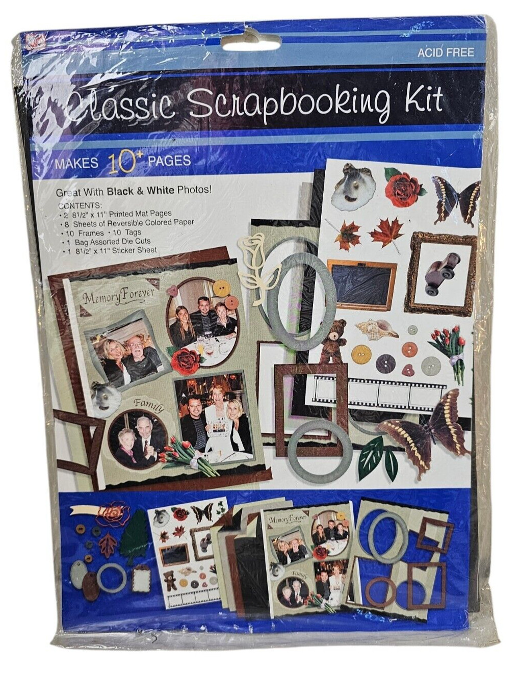 WT Classic Scrapbooking Kit Make 10+ Pages Stickers Sheet Paper Frames Mat Tags