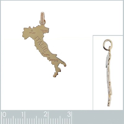 Pendentif Carte De L'Italie En Plaqué Or 750/000 - Option Chaîne, Neuf Avec étiquettes, Unisexe