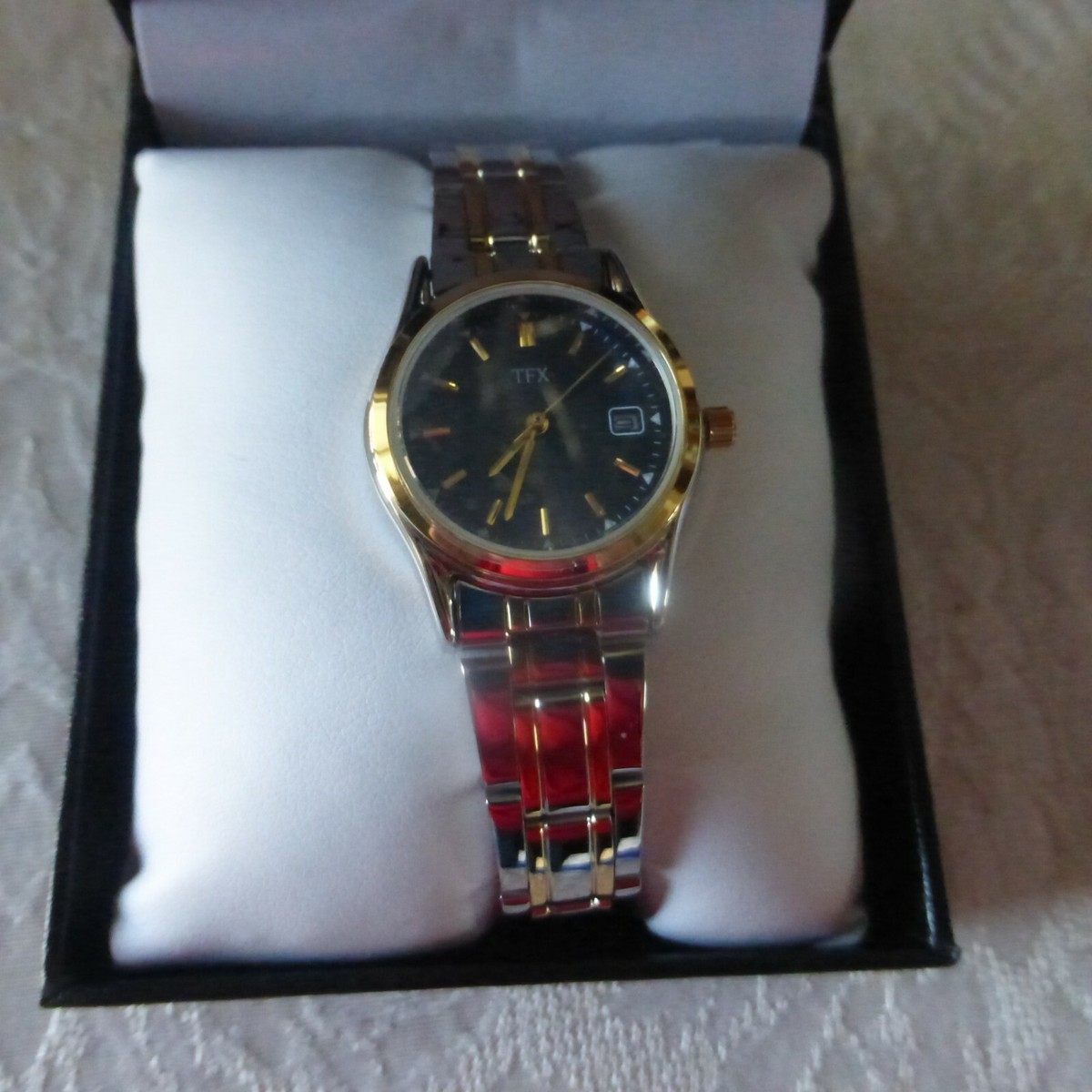 TFX Silver and Gold Watch ladies watch new in box TFX By Bulova Watch Women 26mm Silver Gold Two Tone Date New  main image 2