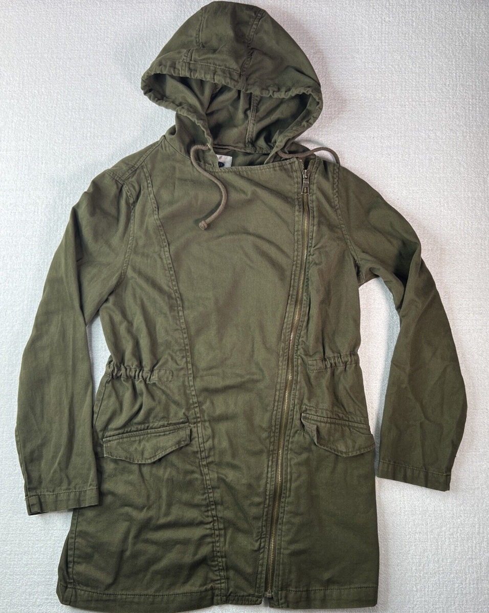 Old Navy Womens XS Full Zip Hooded Utility Jacket Olive Green Army Green