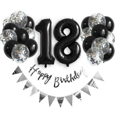 Luftballon Set 1-100 Schwarz Geburtstag Zahlen Party Konfetti Happy Birthday DIY