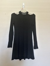 Michael Stars Dress Womens Medium Rib Knit Peep Shoulder Swing Whimsigoth USA