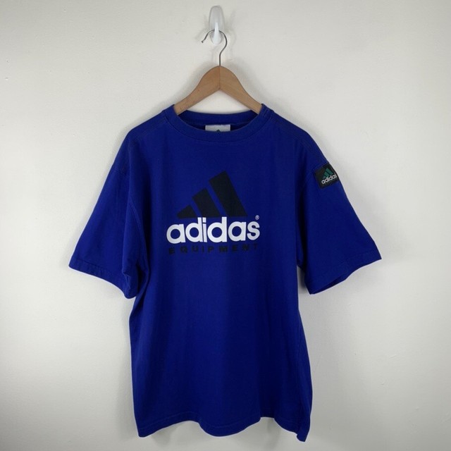 Adidas Equipment Soccer TShirt Vintage Retro Patch L Blue eBay