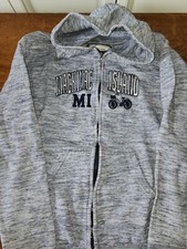 Boys Size L Blue Heather Mackinac Island, Michigan Zip Up Hoodie