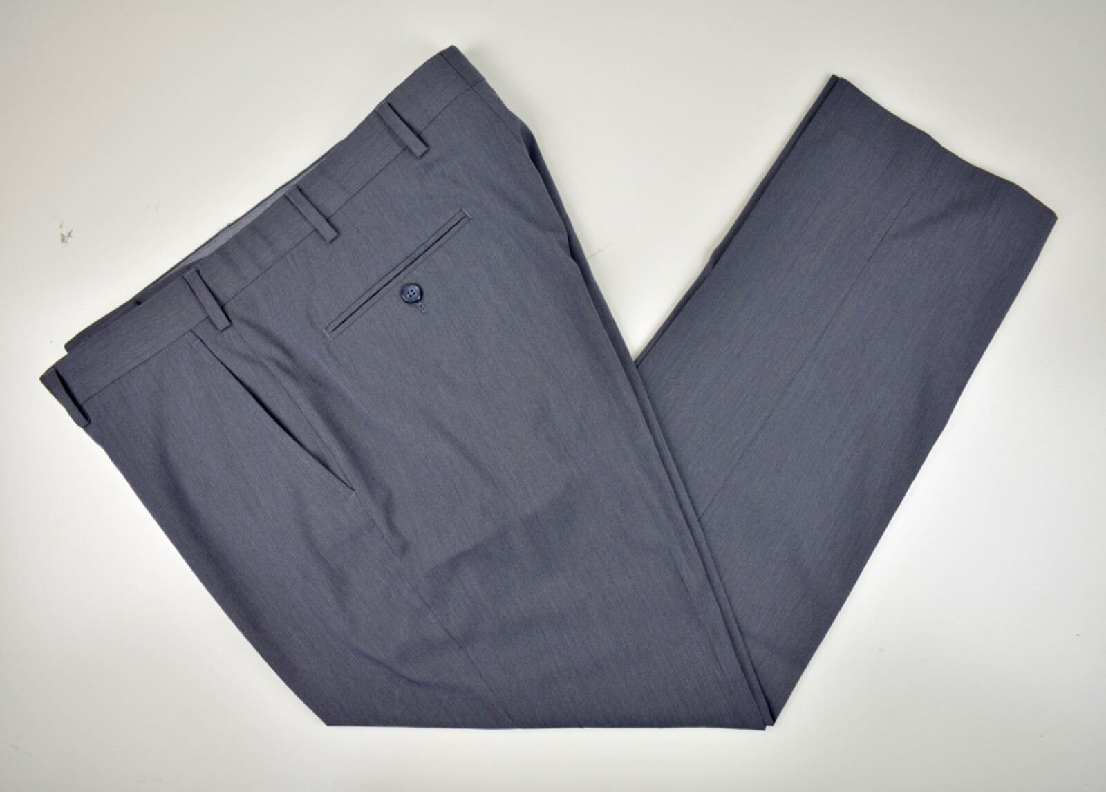 Hart Schaffner Marx Solid Gray Polyester Dress Fl… - image 1