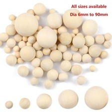6mm to 90mm Diameter Natural Round Wooden Craft Wood Balls Sphere Craft Supplies