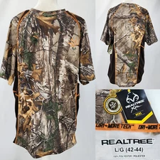 Realtree Xtra Mens Large Camo Performance Dri-More Tech T-shirt New w/Defects