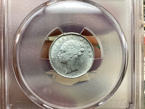 British India 1840. C 1/4 Rupee Pcgs Ms61 SW 2.43 - Picture 3 of 4