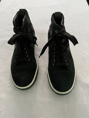 Lanvin Men\'s Black High-Top Sneakers Lanvin Burgundy Nylon High Top Sneakers Size 43 – On Sale  main image 3