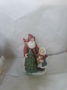 Homco 5303 Santa Little Girl By Christmas Tree Figurine Gifts Teddy Bear Nice Ebay