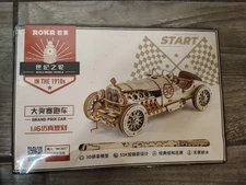 New ROKR 3D Wooden Puzzle 1:16 Scale Model Grand Prix Car In the 1910's