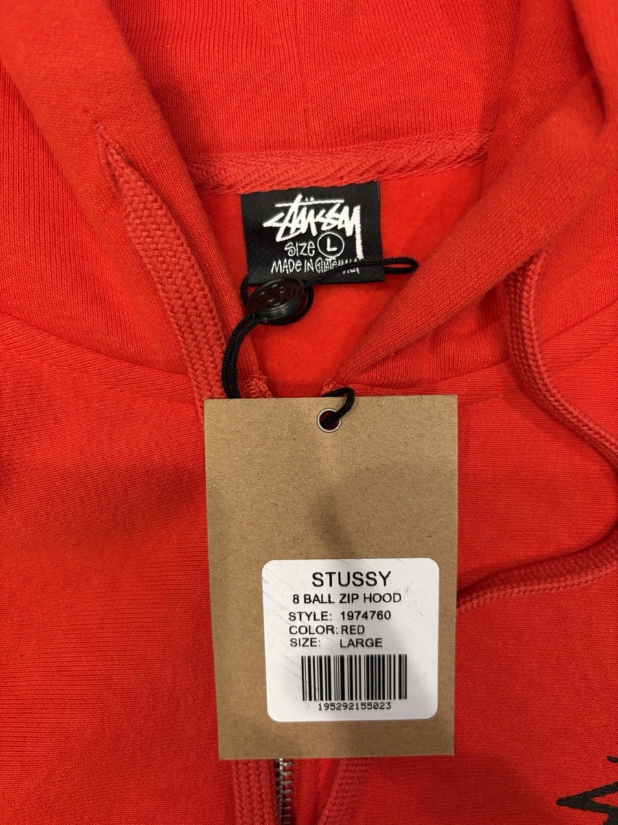 Stussy 8 Ball Zip Hoodie Red Size Large L Brand New | eBay