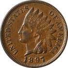 1897 Indian Cent ANACS AU55 Great Eye Appeal Strong Strike