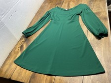 PRADA Dress Flare Puff Sleeve Green Dress Size XS