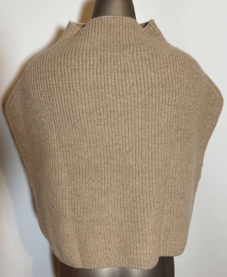Anthropologie Cashmere Sweater XS Tan Sleeveless Dolman Ribbed Fluffy Pullover - Image 3 of 4