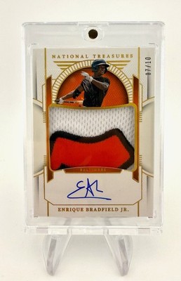 2024 Panini National Treasures #D /10 Enrique Bradfield Jr #PMS-EBJ Auto Patch