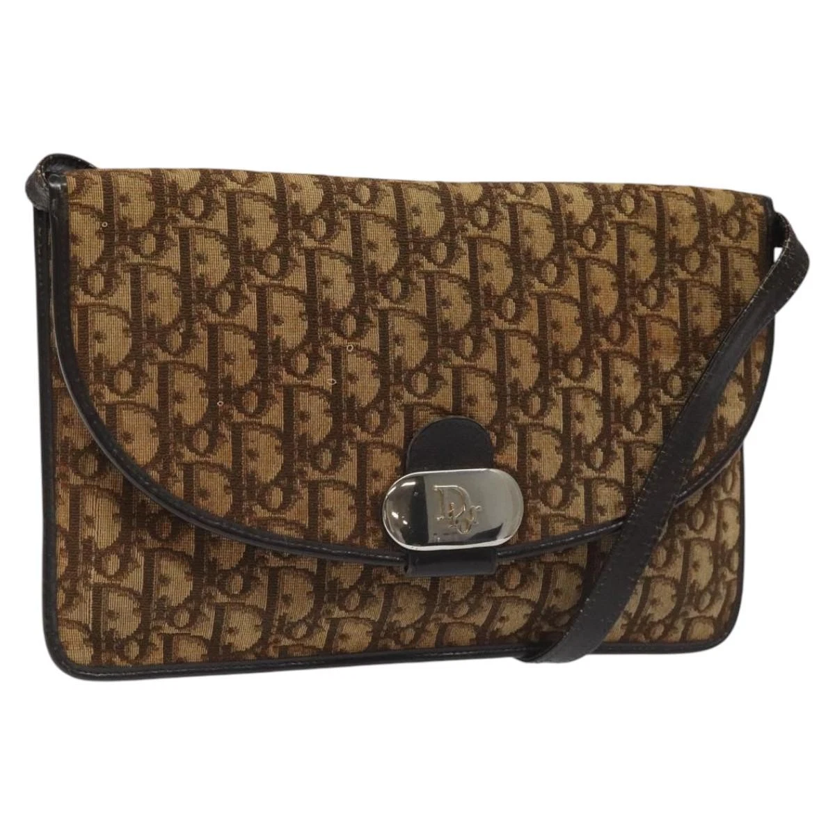 Sac bandoulière Dior Trotter en toile marron authentique