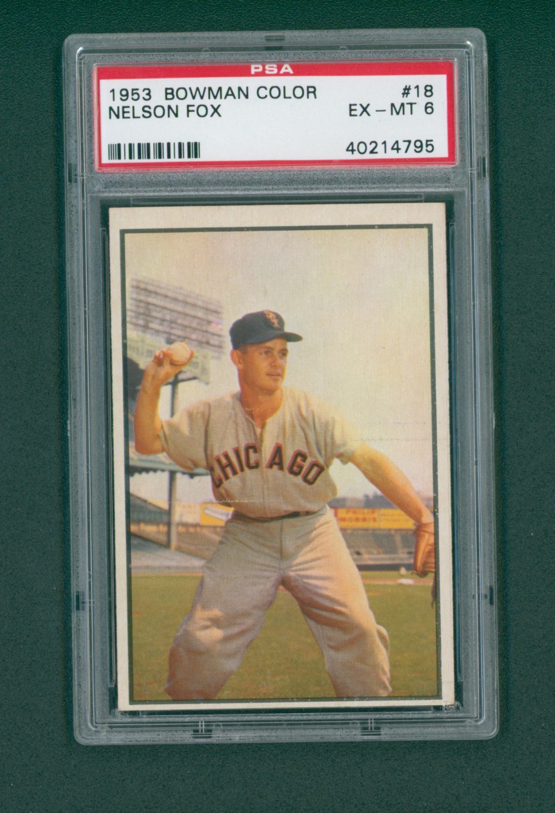 1953 Bowman Color Baseball Card - #18 Nellie Fox, PSA 6 EXMT