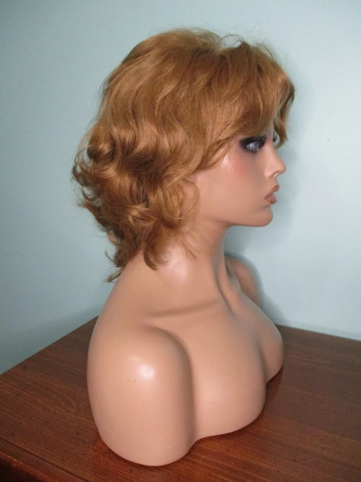 Peluca retro peluda 4" - 8" marrón medio CABELLO HUMANO por BITS N PIEZAS - DAÑADA Foto 3 de 4