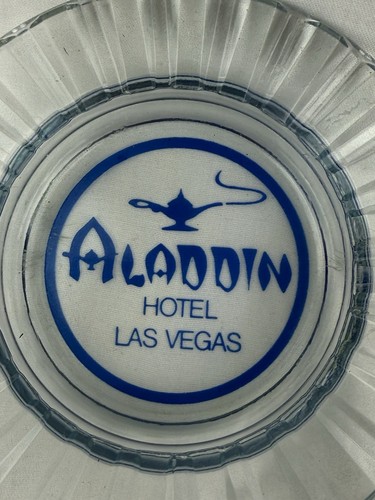Vintage Aladdin Hotel Las Vegas Glass Ashtray Casino Collectible Genie Lamp - Picture 2 of 8