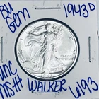 1943 D BU UNCIRCULATED WALKING LIBERTY SILVER HALFDOLLAR AUTHENTIC U.S.MINT 6193